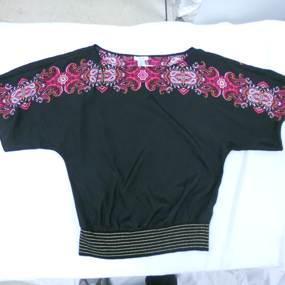 Cache Paisley Silk Top Small Black NWT - Picture 1 of 3